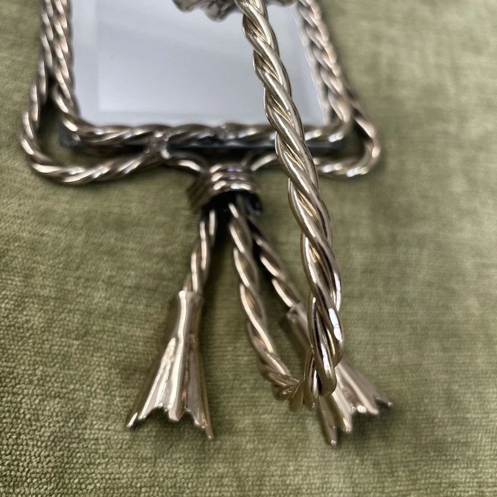 Vtg Hollywood Regency Brass Beveled Mirror Twisted Rope Wall Candle Sconce 17.5